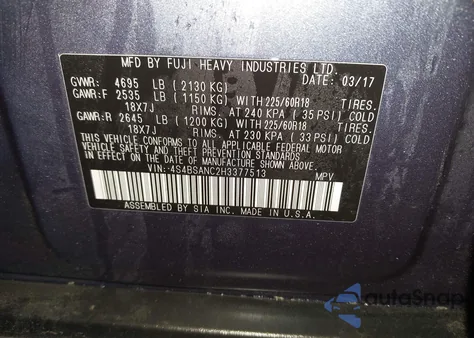 2017 Subaru Outback 2.5I Limited z USA, uszkodzony, nr VIN 4S4BSANC2H3377513